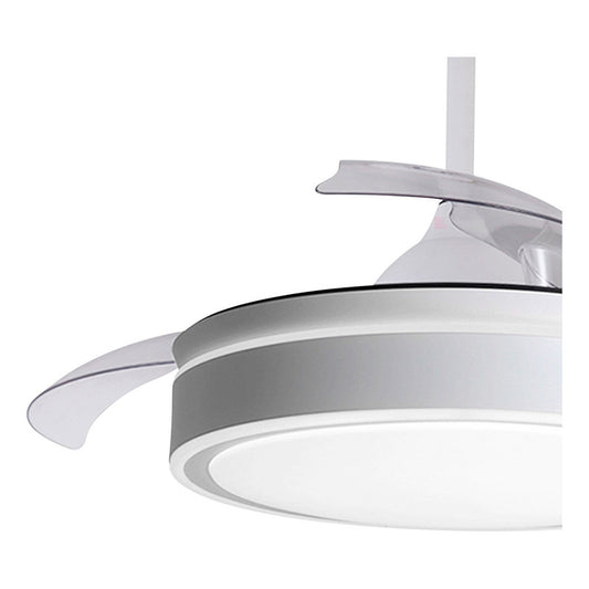 Ventilador De Techo Wow 3 Aspas Led Retráctil Inteligente Estructura Blanco Diámetro 1.32 M Frecuencia 60hz Material De Las Aspas Metal