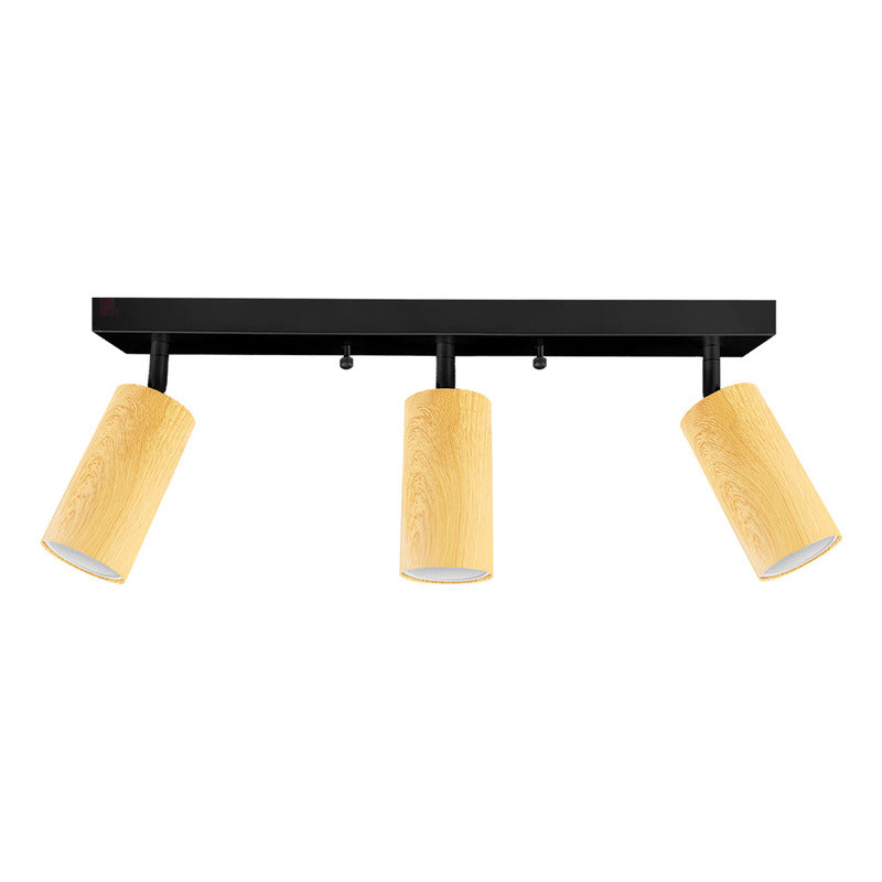 Aplique Plafón Infinity 3 Luces Direccionales Cabezal Madera