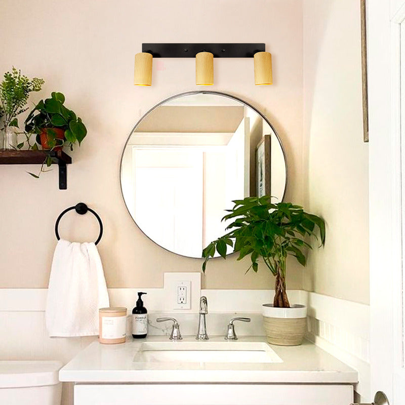 Aplique Plafón Infinity 3 Luces Direccionales Cabezal Madera