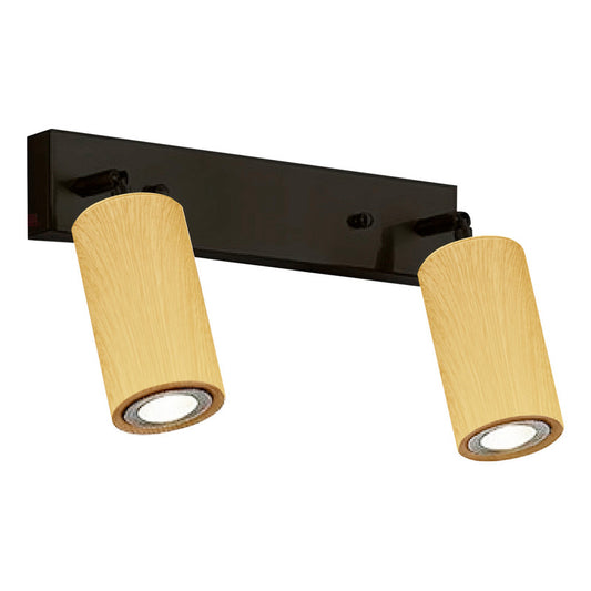Plafón Aplique Infinity 2 Luces Acabado Madera Direccionales