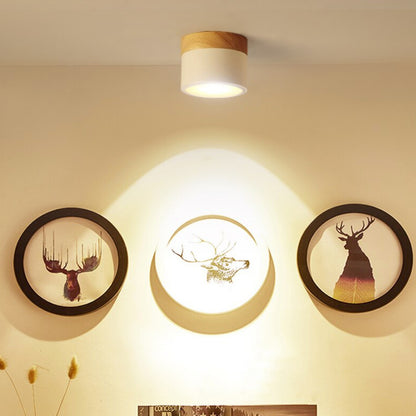 Lámpara Techo Pipe Luz Led Plafón Madera 12cm Buena Luz