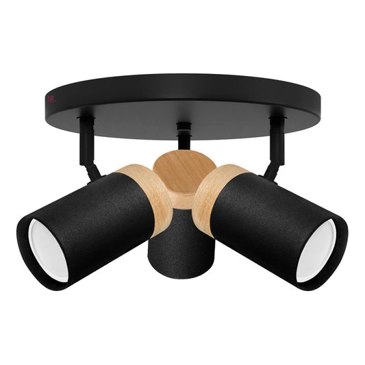 Disco Plafon Dolby De Techo 3 Luces Led Direccional Buenaluz Estructura Negro