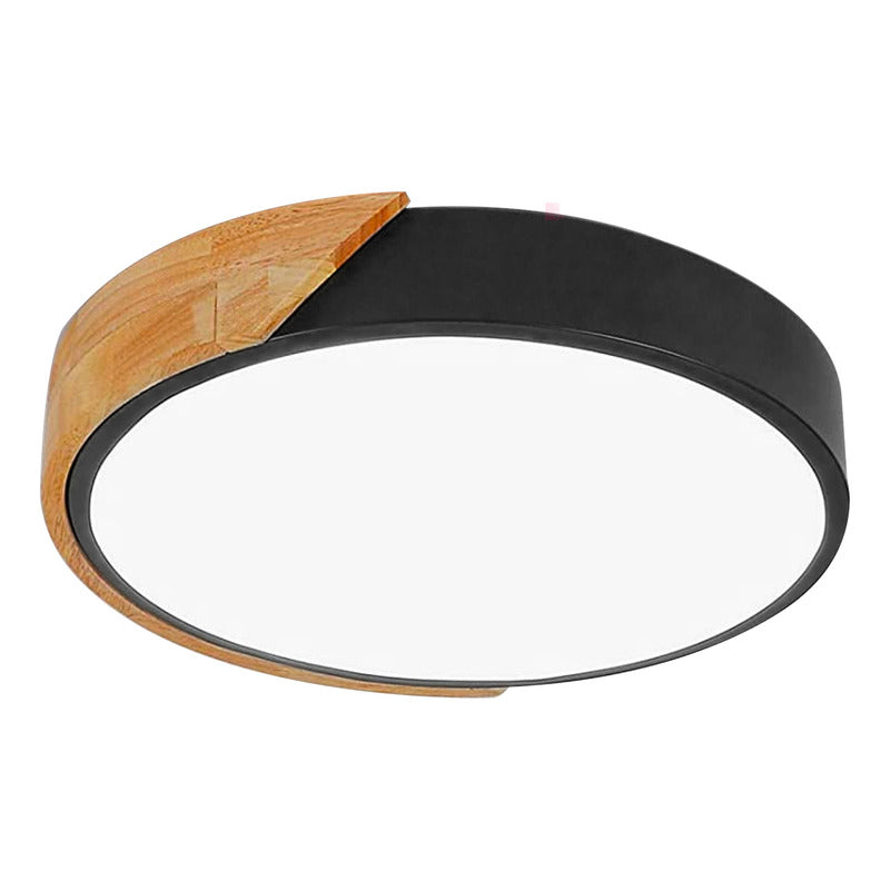 Lámpara Plafón De Techo Pipe Diseño Madera 30cm Buena Luz