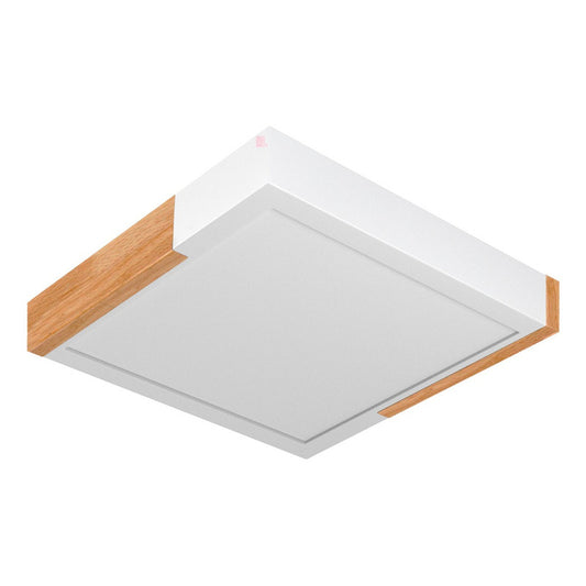 Plafón De Techo Modulo Madera Lámpara Led 18w Buena Luz Estructura Blanco (luz Cálida)