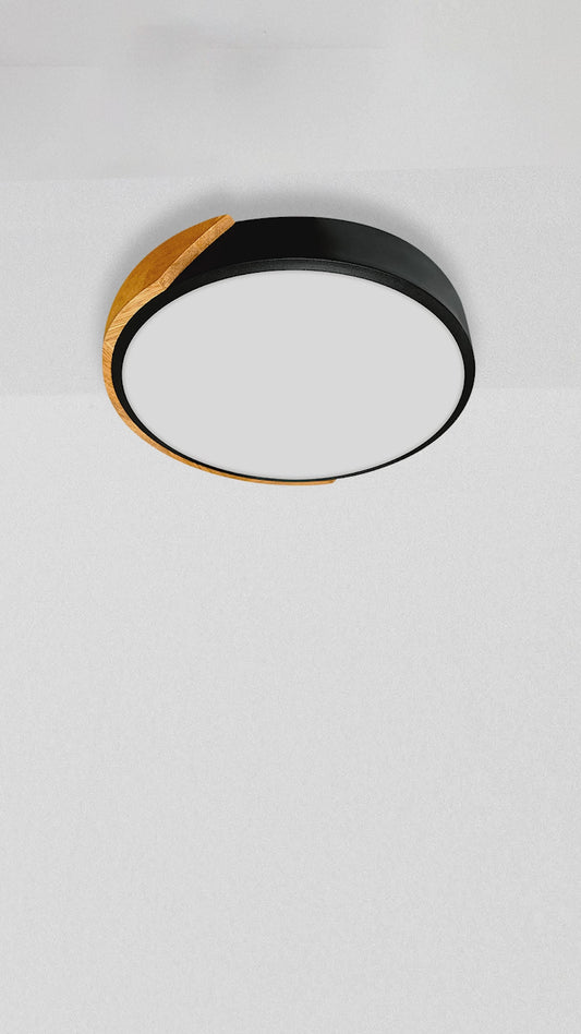 Lámpara Plafón De Techo Pipe Diseño Madera 30cm Buena Luz