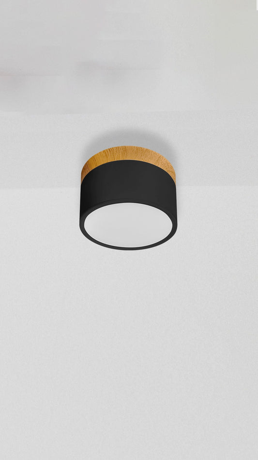 Lámpara Techo Pipe Luz Led Plafón Madera 12cm Buena Luz