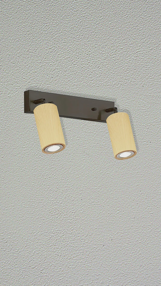Plafón Aplique Infinity 2 Luces Acabado Madera Direccionales