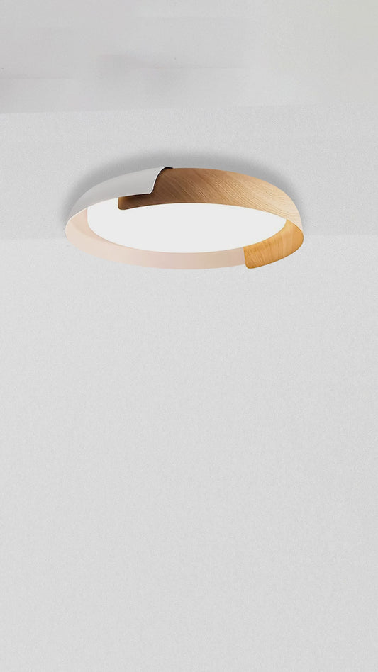 Lampara Plafón De Techo Fank Luz Led Diseño Madera Buena Luz