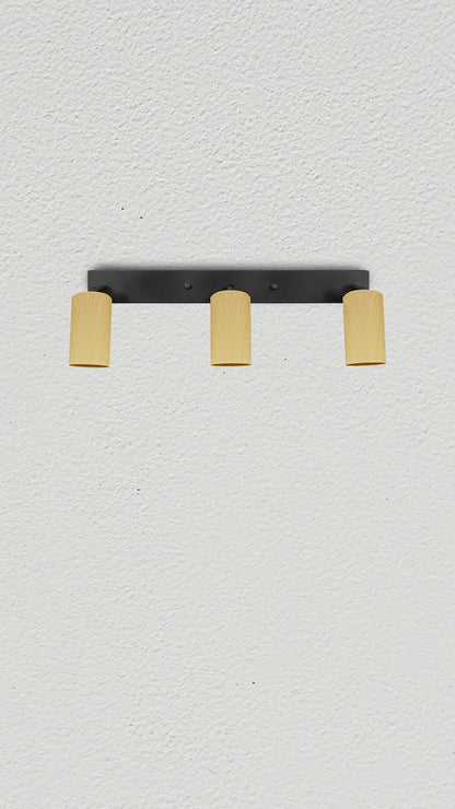 Aplique Plafón Infinity 3 Luces Direccionales Cabezal Madera