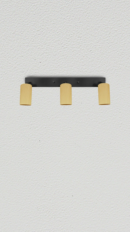 Aplique Plafón Infinity 3 Luces Direccionales Cabezal Madera