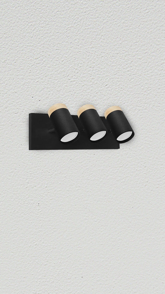 Aplique Dolby 3 Luces Iluminacion Led Diseño Buena Luz Estructura Negro
